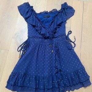 House of Harlow 1960 Blue and Gold Dress